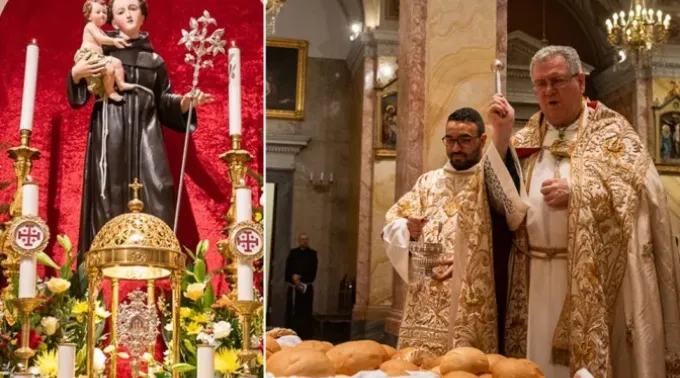 O custódio franciscano da Terra Santa abençoa o pão de santo Antônio