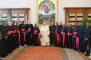 Bispos da Conferência Episcopal de Moçambique junto com o papa Francisco em visita ad limina em setembro.