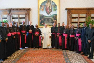 Bispos da Conferência Episcopal de Moçambique junto com o Papa Francisco em visita ad limina em setembro.