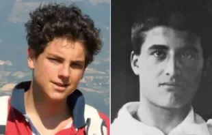 Colagem criada com as fotografias de Carlo Acutis (esquerda) e Pier Giorgio Frassati (direita).