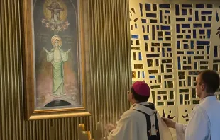 Pintura de Nossa Senhora Medianeira é abençoada por dom Leomar Brustolin no dia 31 de maio, data da festa litúrgica da padroeira do Rio Grande do Sul