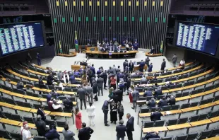 Deputados no Plenário da Câmara ontem (12), na Sessão Deliberativa que aprovou a urgência do PL 1904/2024