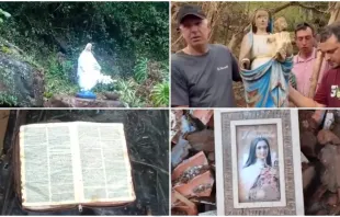 Objetos sacros encontrados em meio aos escombros das enchentes do Rio Grande do Sul