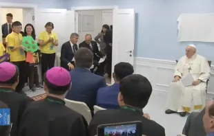 Papa Francisco hoje (4) na inauguração da Casa da Misericódia em Ulaanbaatar, na Mongólia.