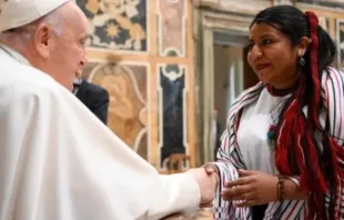 Papa Francisco saúda os participantes de encontro sobre “O conhecimento dos povos indígenas e das ciências”.