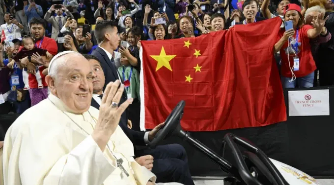 O papa Francisco deu uma mensagem especial aos católicos chineses no final de sua missa em Ulaanbaatar, Mongólia, em 3 de setembro de 2023. ?? 