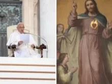 Papa Francisco e pintura do Sagrado Coração de Jesus feita por Francesco de Rhoden