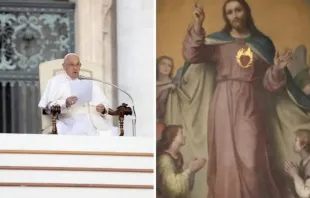 Papa Francisco e pintura do Sagrado Coração de Jesus feita por Francesco de Rhoden
