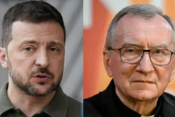 Volodymyr Zelensky e o cardeal Pietro Parolin