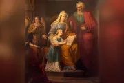 Pintura de são Joaquim, da pequena Nossa Senhora e de santa Ana na  igreja de São Francisco em Reggio Emilia, Itália.