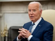 O presidente dos EUA, Joe Biden, durante encontro com o primeiro-ministro de Israel, Benjamin Netanyahu, na Casa Branca, Washington D.C., EUA, na última quinta-feira (25).