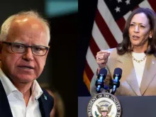 O governador de Minnesota, Tim Walz, e a vice-presidente dos EUA, Kamala Harris.