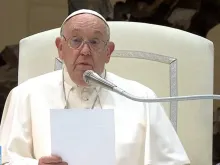 Papa Francisco fala a fiéis hoje (21) em audiência geral na Sala Paulo VI, no Vaticano.