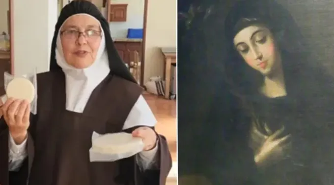 Madre Verônica da Santa Fé e retrato de santa Mariana de Jesus. ?? 