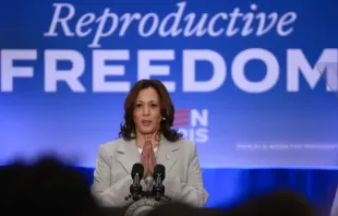 Kamala Harris fala sobre lei que proíbe o aborto na Flórida até seis semanas de gestação em Jacksonville, Flórida, EUA, em 1 de maio de 2024.