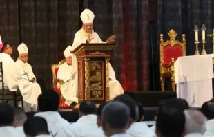 O arcebispo de Santo Domingo, República Dominicana, dom Francisco Ozoria,  no 53° Congresso Eucarístico Internacional em Quito, Equador, na terça-feira (10).