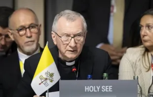 O secretário de Estado da Santa Sé, cardeal Pietro Parolin, participa de sessão plenária na Cúpula sobre a Paz na Ucrânia no resort Burgenstock, perto de Lucerna, Suíça, em 16 de junho de 2024.