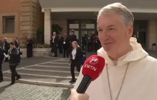 O arcebispo de Sydney, Austrália, dom Anthony Fisher, fala ontem (15) à EWTN News em Roma.