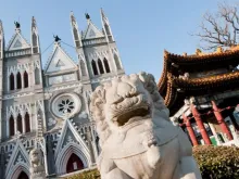 A Igreja do Salvador, também conhecida como Igreja Xishiku, no distrito Xicheng em Pequim, China.