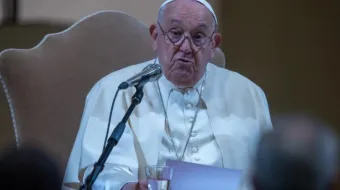 Papa Francisco hoje (5) na Pontifícia Universidade Gregoriana em Roma.