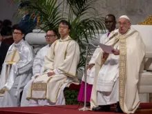 Papa Francisco fala hoje (24) na Solenidade de Cristo Rei  na basílica de São Pedro, no Vaticano.