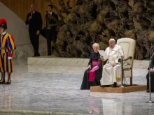 Papa Francisco na audiência geral de hoje (18) no Vaticano.