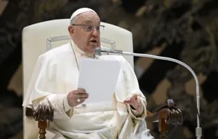 Papa Francisco fala a peregrinos na Aula Paulo VI em audiência geral no Vaticano em 15 de janeiro de 2025.