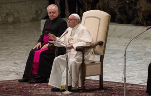 Papa Francisco durante a catequese na Sala Paulo VI.