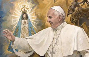 Papa Francisco com a Virgem de Luján. Quadro: Raúl Berzosa