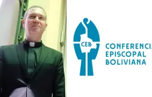 Monsenhor Jordi Bertomeu e Logo da Conferência Episcopal Boliviana