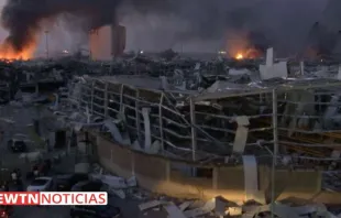 Vista de Beirute depois das explosões. Crédito: EWTN News