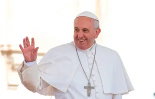 Santo Padre saúde os participantes da Audiência Geral.