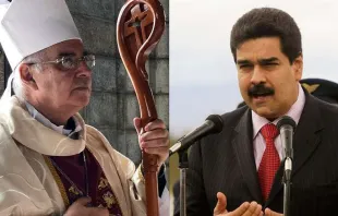 Dom Mario Moronta (esquerda) e Nicolás Maduro (direita