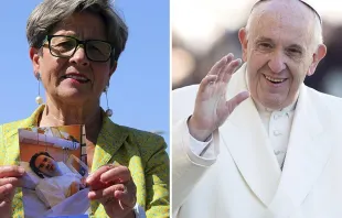 Viviane Lambert com uma foto de Vincent - Papa Francisco 