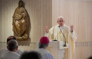 Papa Francisco durante a homilia na missa na manhã de hoje na Casa Santa Marta.