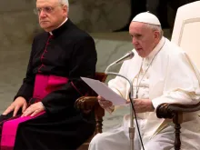 Papa Francisco pronuncia sua catequese.