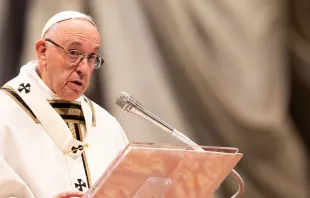 Papa Francisco na Missa de hoje na Basílica de São Pedro.