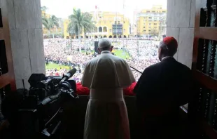 Papa Francisco antes da oração do Ângelus em Lima.