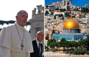 Papa Francisco e a cidade velha de Jerusalém.