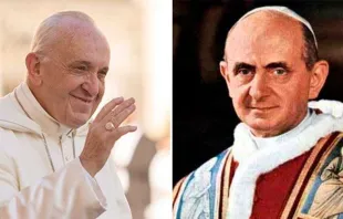 Papa Francisco (esquerda) e Paulo VI (direita