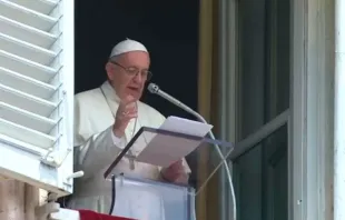 Papa Francisco no Ângelus de hoje. Captura Youtube