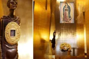 Relíquia da tilma da Virgem de Guadalupe na capela da Catedral de Los Angeles, Estados Unidos. Fotos: Cortesia da Arquidiocese de Los Angeles.