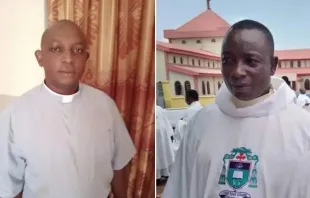 Padre Sylvester Okechukwu (à esquerda) - Padre Mark Ojotu (à direita