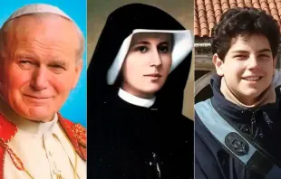 São João Paulo II, santa Faustina Kowalska e beato Carlo Acutis